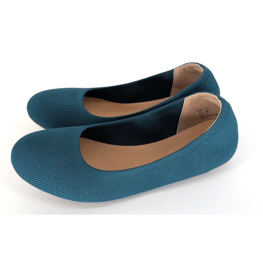 Amazon Essentials‎ Womens Knit Ballet Flats Dark Turquoise Size 7 Classic Preppy